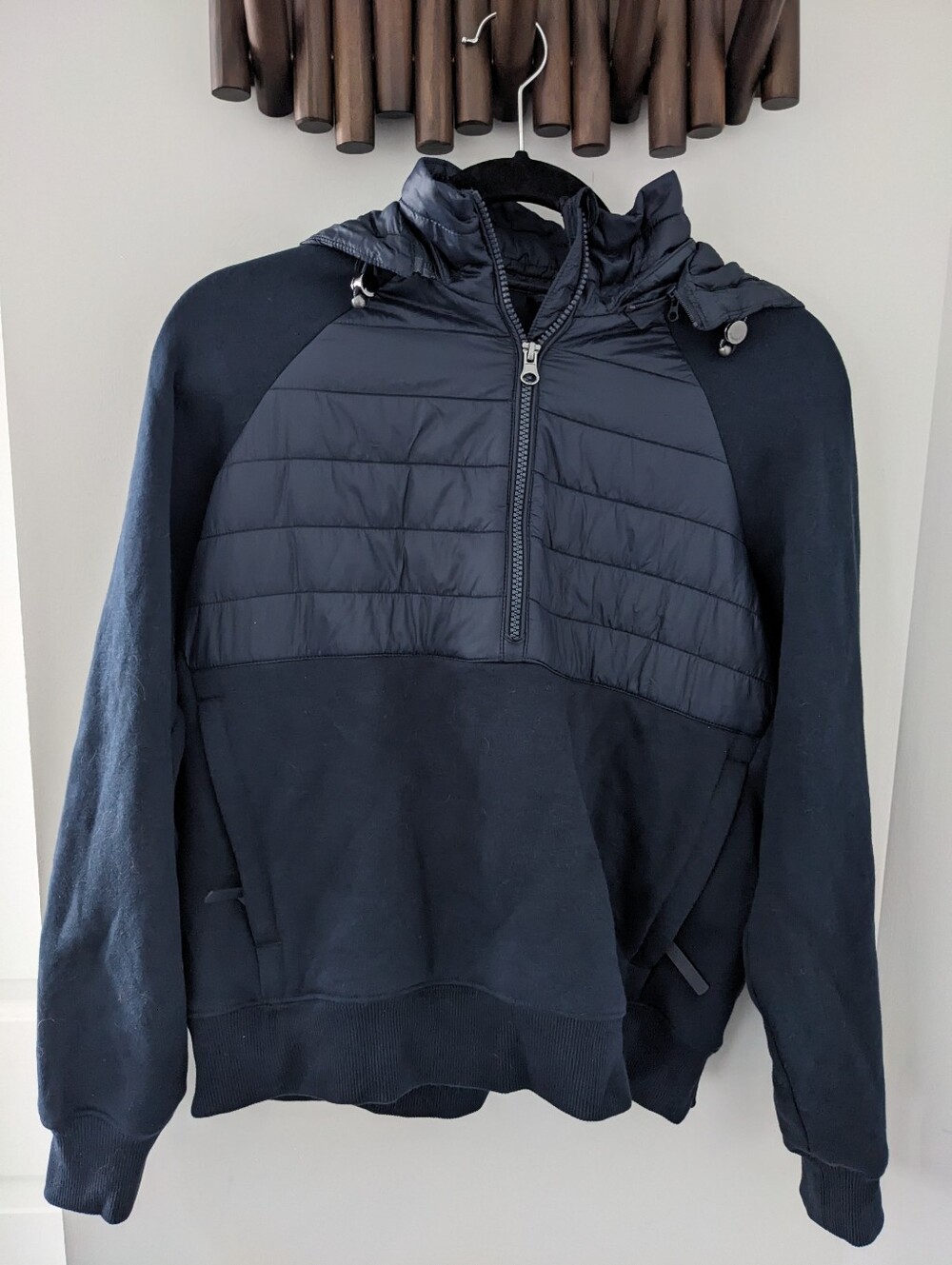 LeMieux Women's Navy Fleece Quilted Pullover Half Zip Hoodie - Size US 8